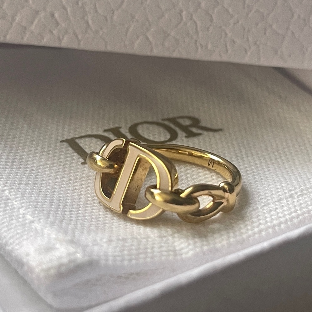 Dior Gold Monogram Ring - Picture 2 of 6
